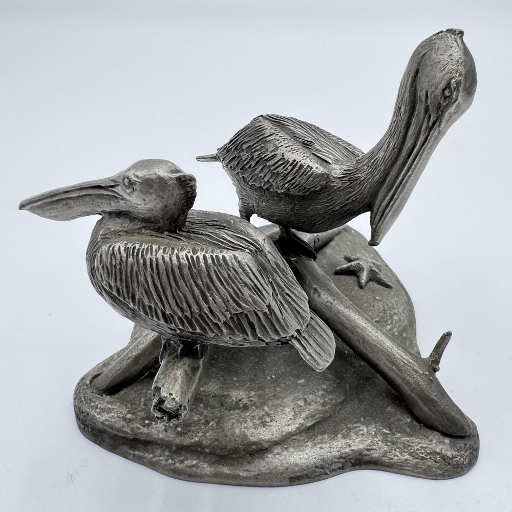 VTG Gilroy Roberts PELICANS Pewter Sculpture 1977 Franklin Mint Sea Life Birds